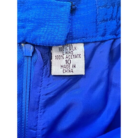 Vintage Adrianna Papell Lined Silk Cerulean Blue Blazer & Skirt Suit Size 10 - Picture 8 of 13